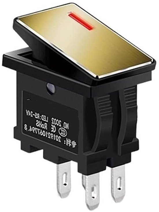 Wippschalter – Ein Aus Ein – Elektronikreparatur – Mit Kontrollleuchte – 7 Ampere – Rotgold