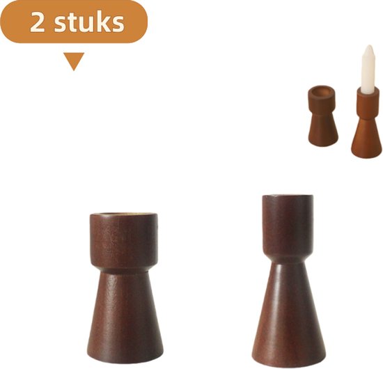 2 Teiliger Kerzenständer Dekorativer Kerzenständer Für Die Heimdekoration Kann Als Elegantes Dekorationsobjekt Verwendet Werden Holz 13 Cm + 16,5
