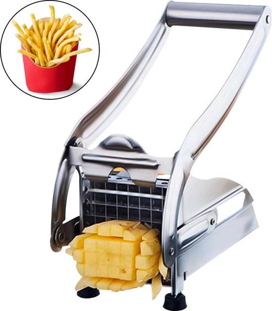 Pommes Frites Schneider Kartoffelschneider Profi Edelstahl Silber