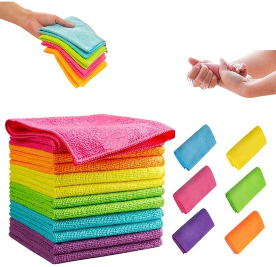 Mikrofasertücher 12er Set Je 30 X 30 Cm Mikrofaser Frottee Multifunktionale Reinigungstücher Saugfähige Tücher Für Küche Und Auto Frottee