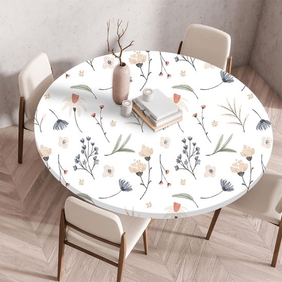 3d-rundtischdecke Mit Gummizug Runde Tischdecke Dehnbares Spannbettlaken Rutschfester Rundtischschutz Waschbar Geeignet Für Zuhause Hotel Garten 90 Cm