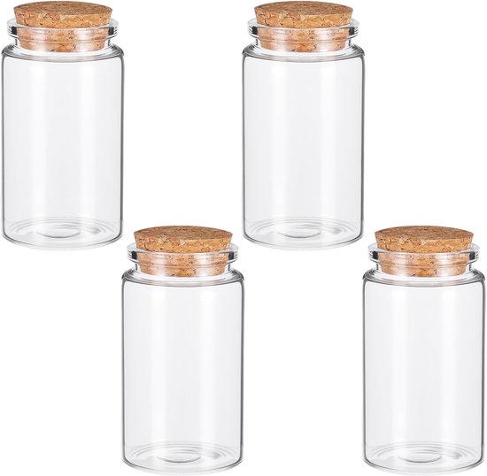 4 Durchsichtige Mini-glasfläschchen Mit Korken Leer 100 Ml Kleine Gläser Mit Deckel Gewürzgläser Einmachgläser Flaschen Zur Dekoration Als Für