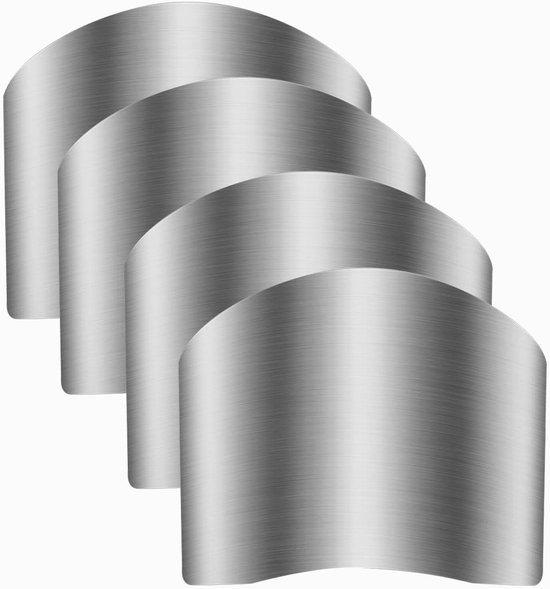Fingerschutz Aus Edelstahl, 4er Pack Zum Schneiden Und Zubereiten Von Speisen Küchensicherheit Langlebig, Silberfarben