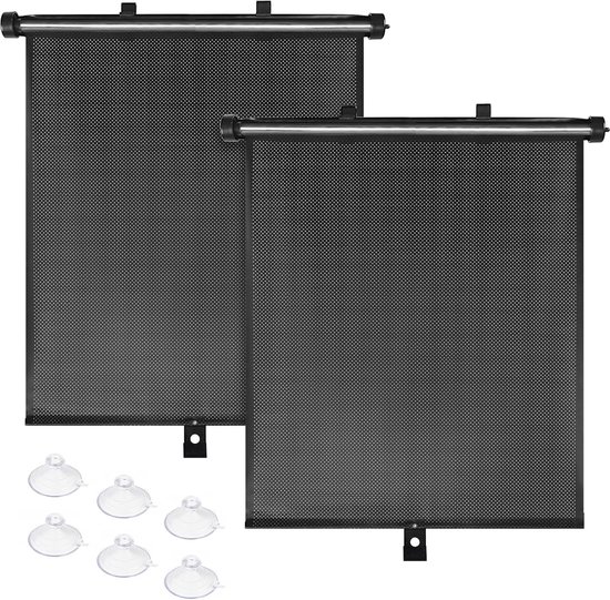 Sonnenschutz Fürs Auto Seitenfenster Sonnenschutz 2 Teilig Aufrollbar Mit Saugnäpfen Uv Schutz Hitzebeständig Einfache Montage Für Auto Und Wohnm