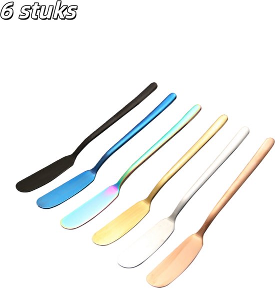 6 Teiliges Brotmesser Set Edelstahl Langer Griff Zum Bestreichen Von Brot Mit Erdnussbutter, Käse Oder Marmelade Farben: Silber, Gold, Roségold,