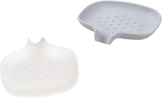 2 Teiliges Set Weiß Grauer Seifenschalen Mit Abtropffläche Rutschfestes Design Hält Seife Trocken Und Ordentlich