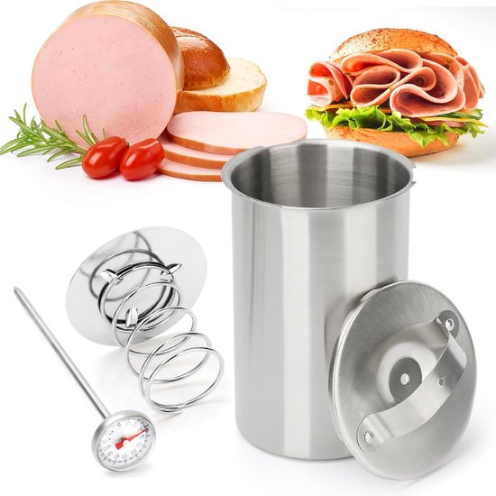 Fleischbällchenformer Schinkenkocher, Druckschinkenkocher, Fleischpresse Aus Edelstahl Für Gesundes, Selbstgemachtes Fleisch Mit Thermometer