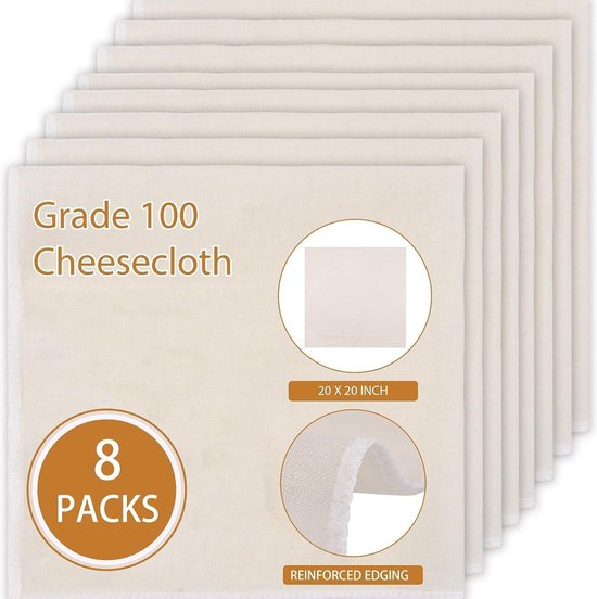 8 Wiederverwendbare Käsetücher 50x50 Cm Großes Set Bio Baumwoll Siebtücher Zum Sieben, Kochen Und Backen