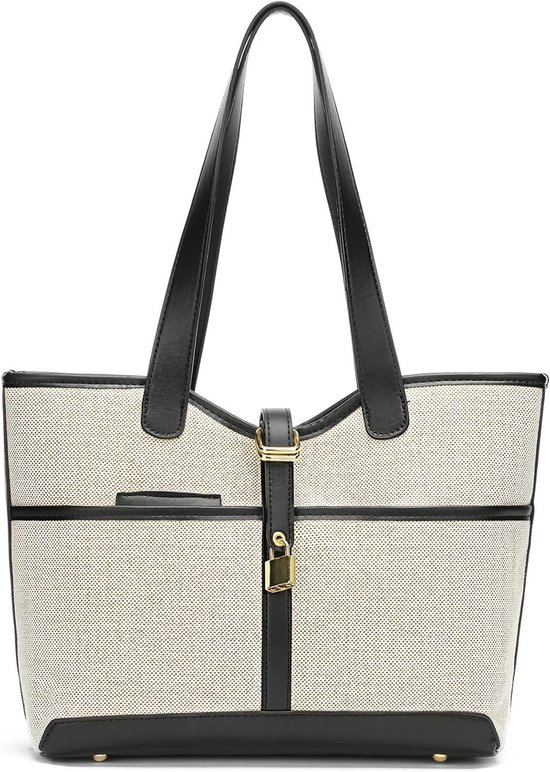 Damen Einkaufstasche Mit Reißverschluss Und Innentasche, Kleine Handtasche Mit Henkeln Für Arbeit, Reisen Und Shopping
