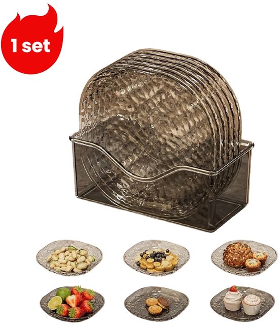 Set Teller Knochenfarbene Pinnwand Transparente Kleine Haushaltsteller Mit Wasserwellenmuster Obst Und Snackteller Für Den Tisch Teller 6 Aufbe