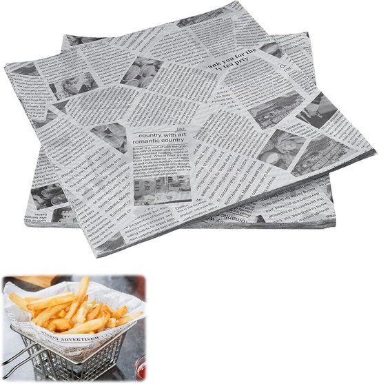 Lebensmittelverpackungspapier, 100 Blatt, 22 X 22 Cm, Zeitungspapier, Lebensmittelverpackung, Backpapier, Lebensmittelverpackung Für Mini Chips,