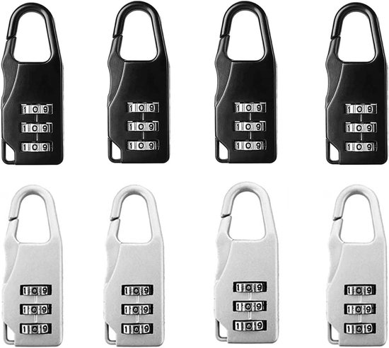 8 Stück Zahlenschloss Mini-zinklegierungs-zahlenschloss 3-stellig Für Koffer Gepäck Schließfächer Und Werkzeugkästen Robust Und 21 X 55 Mm Und Silber