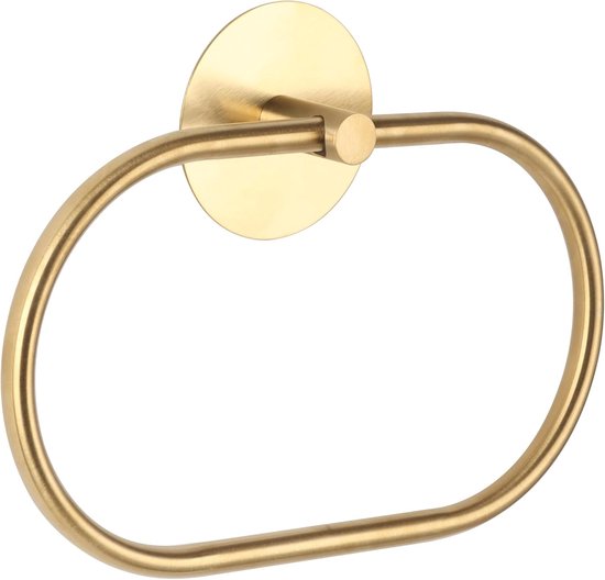 2 Stück Ovaler Handtuchhalter, Selbstklebender Handtuchring Für Badezimmer, Wandmontage, Edelstahl Sus 304 (gold, Schwarz)