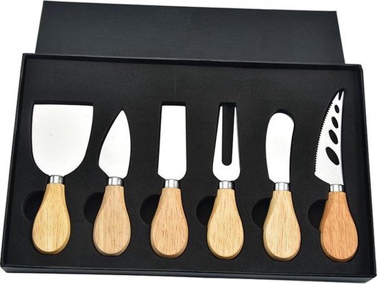 Käsemesser 6er Set Edelstahl Bambus Geschenkbox