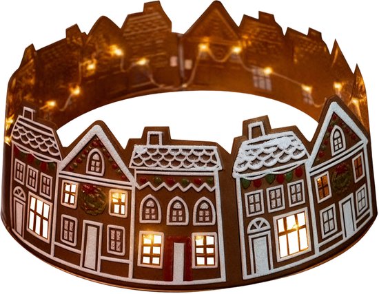 Weihnachtsbaumrock In Form Eines Lebkuchenhauses Weihnachtsbaumkragen Christbaumfußdekoration Lebkuchenhaus Dekoration Mit Led Beleuchtung 66 Cm