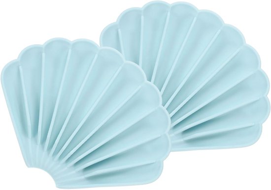 2 Kleine Seifenschalen, Muschelförmige Seifenschale (hellblau)