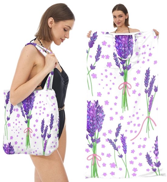 2 In 1 Strandtuch Und Strandtasche Xxl 160 X 80 Cm Mikrofaser Badetuch, Faltbar Zur Umhängetasche Schnelltrocknend Und Sandabweisend Digital Bedr