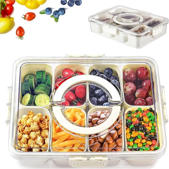 Snackbox Für Babys Und Kinder Mit Fächern, Snackteller Mit Deckel, Servierteller, Snackbox Behälter Für Süßigkeiten, Nüsse, Obstpicknicks, Famili