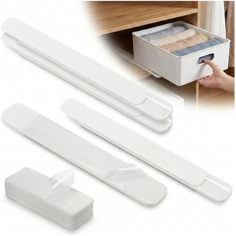 4x Schubladenschienen – Stabile Kunststoff-klebeschienen Für Küche, Büro & Kleiderschrank – Schubladen-zu-ablagefach-konverter, Leichtgängiges, Bohrfreies System, 26,4 Cm