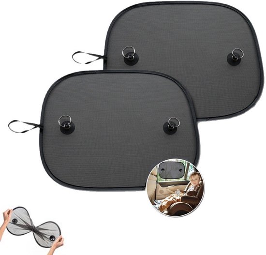2er Pack Sonnenblende Sonnenschutz Fürs Auto Netzgewebe Mit Starkem Saugnapf Sonnenschutz, Uv Schutz Und Mückenschutz Inklusive Aufbewahrungstasc