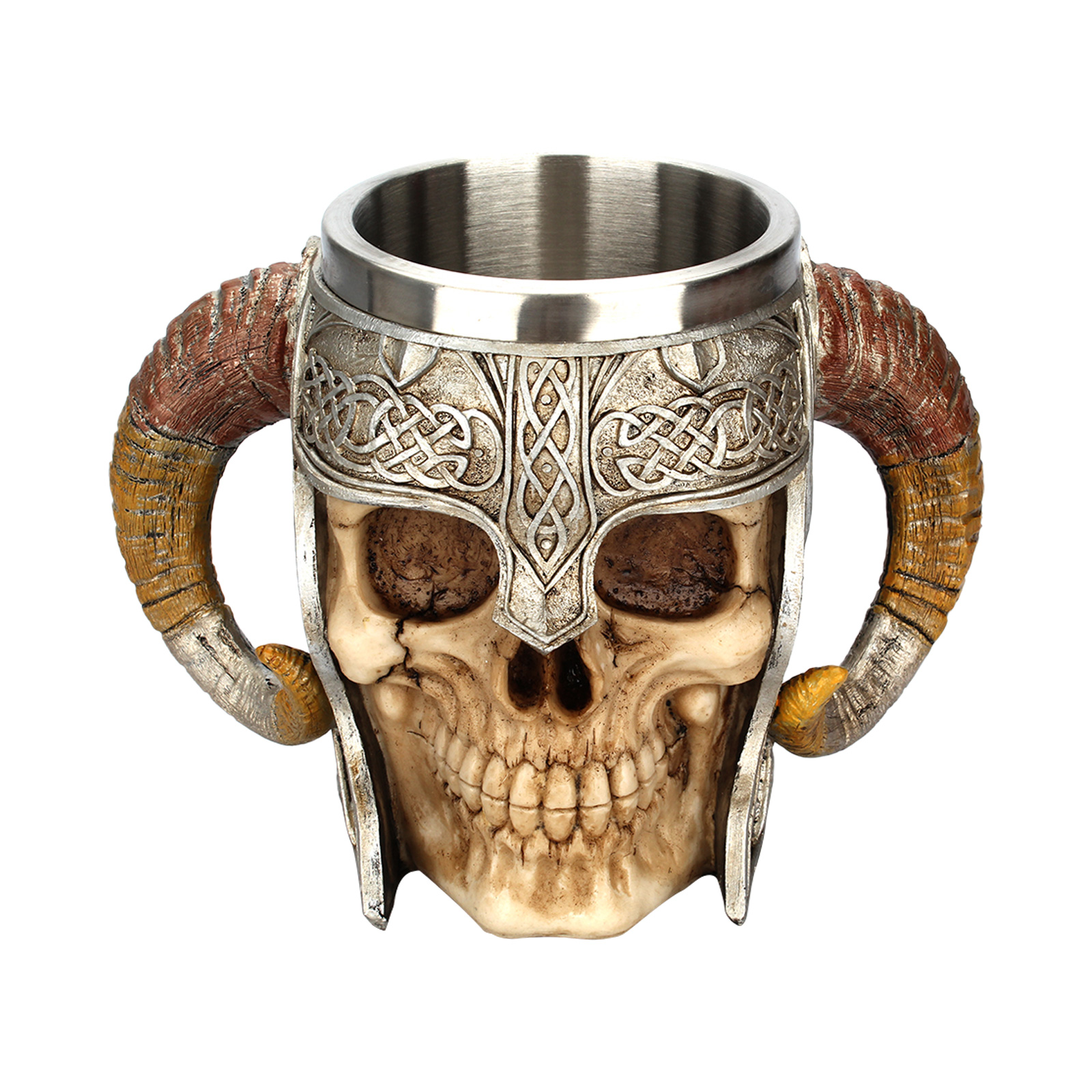 Totenkopf-bierkrug Mit Zwei Henkeln, 550 Ml, Edelstahl, Ideal Für Kaffee Oder Wasser Im Büro, Zu Hause, In Der Bar Oder Im Restaurant. Perfektes Halloween-geschenk.