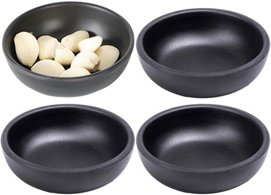 Sojasaucenteller, 4 Stück, Wasabi Sushiteller, Schwarze Dipschalen, Gewürzteller, Geschirr, Küchenaccessoires