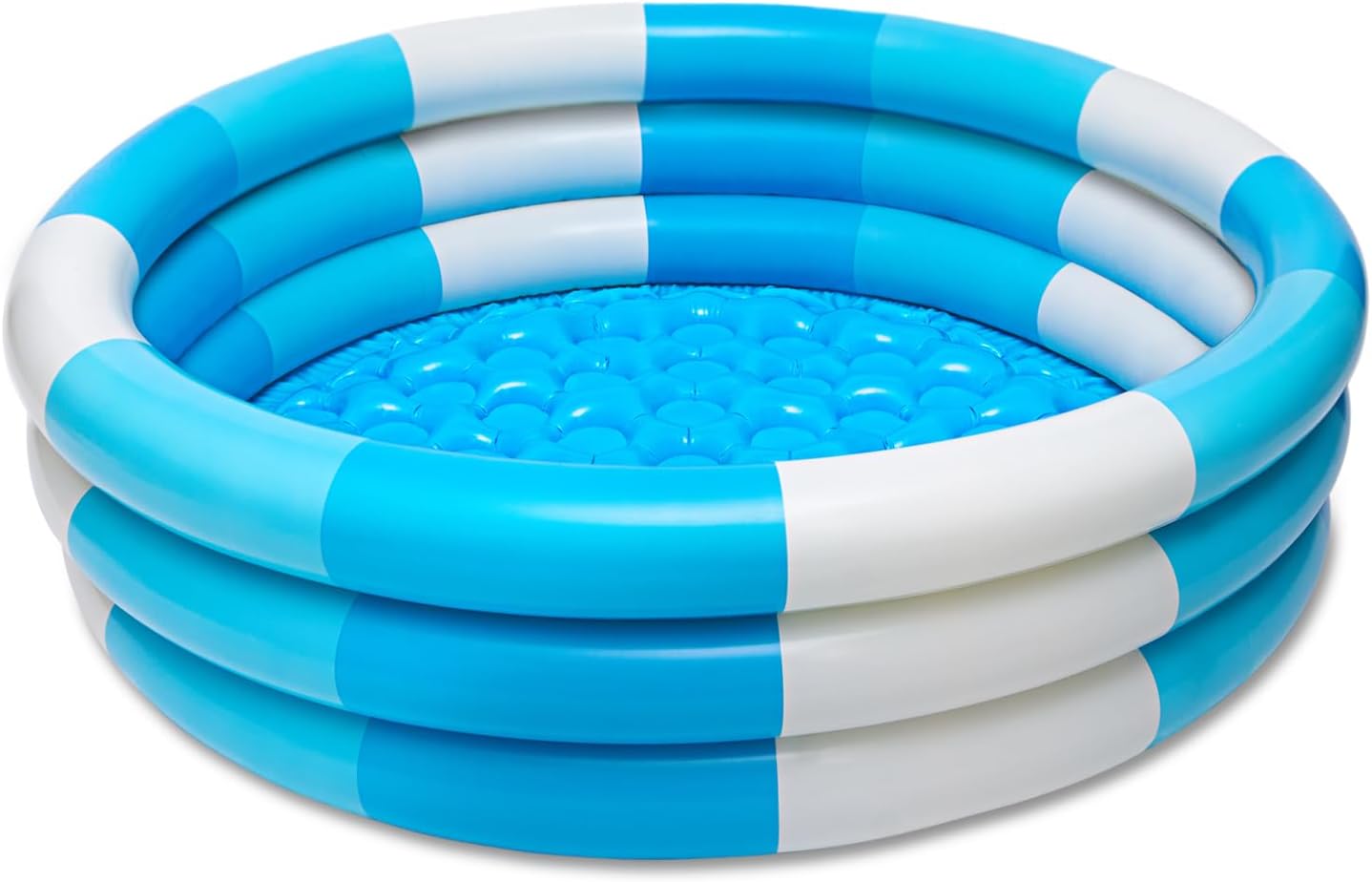 Aufblasbares Kinderbecken – Rundes 3-ring-modell – Für Babys Und Kinder – Gestreift – Tragbar – Wasserspielzeug – Sommerliche Gartenparty – 90 Cm