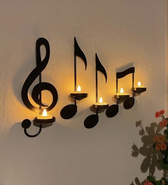 Musikalischer Kerzenhalter – Kerzenständer – Kerzenleuchter – Teelichthalter – Wandregal – Wanddekoration – Musikalische Noten