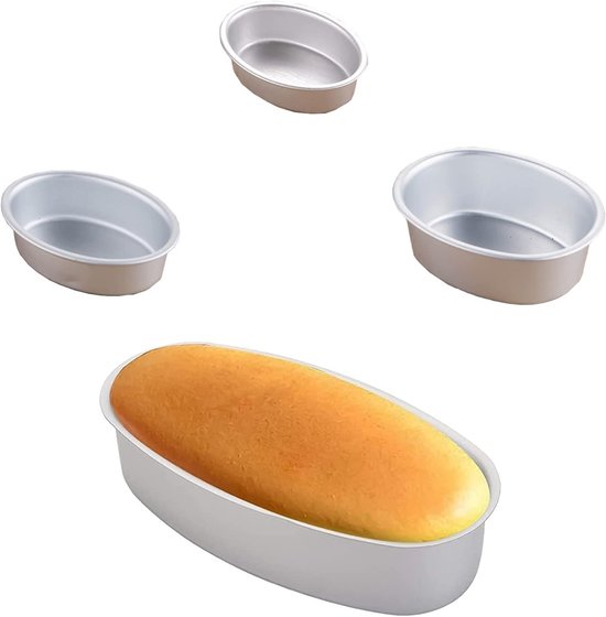 Allecta - Ovales Kuchenform-set Für Käsekuchen, 4-teilig, Antihaftbeschichtete Aluminium-brotformen Für Mousse-kuchen