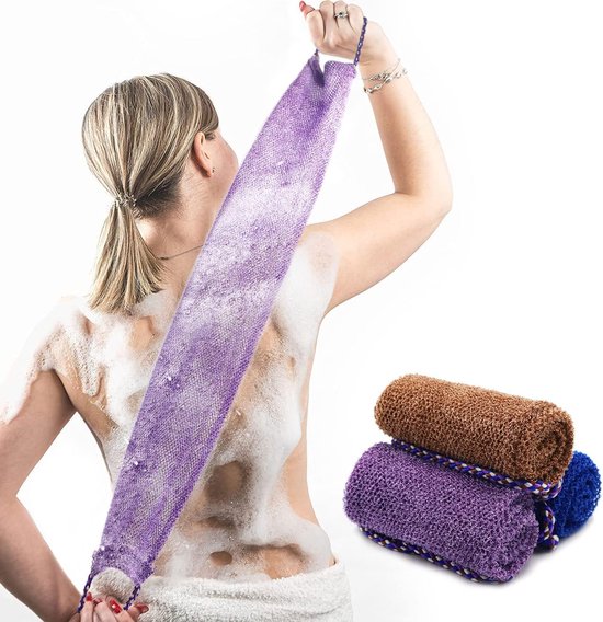 Netz-bade Und Duschschwamm 3er-set Badeschwamm Mit Griff Peelingschwamm Für Körper Und Rücken Weiches Strapazierfähiges Nylonmaterial Für Damen Weiß