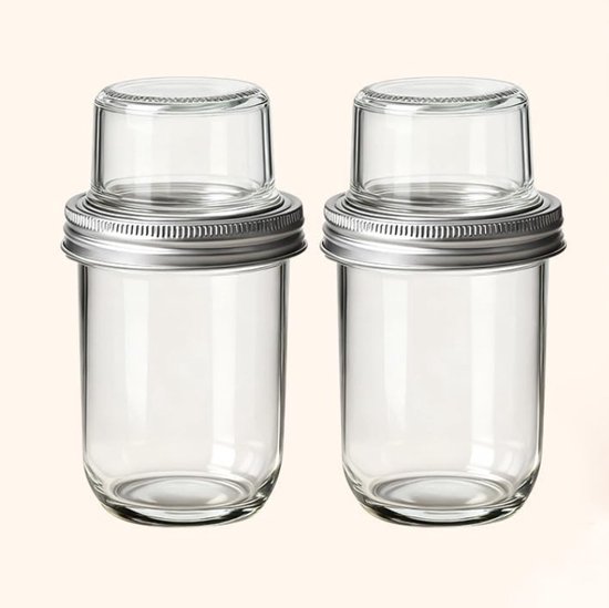 2 Teilige Overnight Oats Gläser Mit Deckel Doppelschichtig, 100 Ml + 500 Ml, Trennung Von Trockenen Und Flüssigen Zutaten, Für Joghurt, Granola,