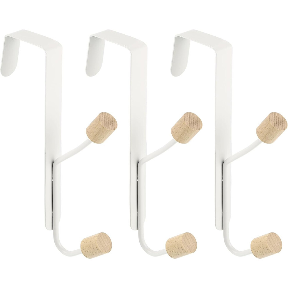 Türhaken, 3er-pack Doppelhaken, Türhaken Aus Holz, Handtuchhaken, Geeignet Für Schlafzimmer, Badezimmer Und Küchen.