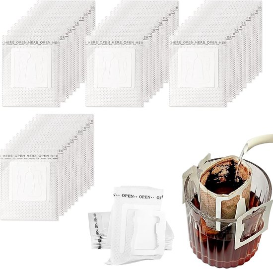 Drip Coffee Kaffeebeutel, 200 Stück, Mit Tragegriff, Kaffeefilterpapier Für Die Meisten Tassen, Ideal Für Camping, Reisen, Zuhause Und Büro.