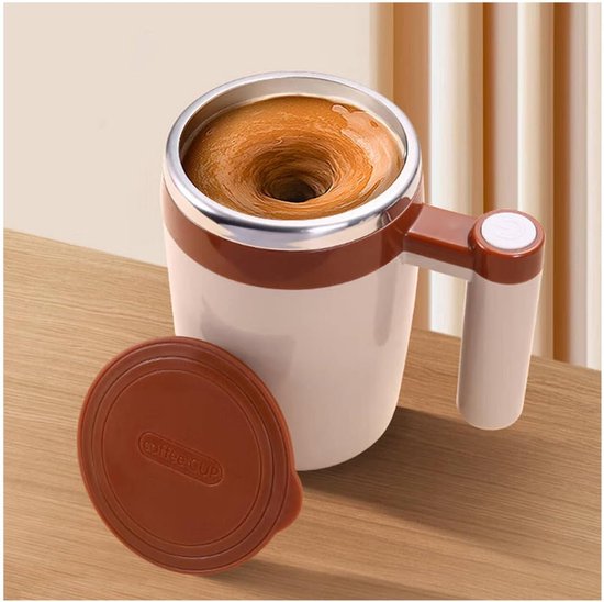 Wiederaufladbarer Automatischer Mixerbecher – Magnetisch, Für Kaffee, Milch, Tee, Schokolade (braun)