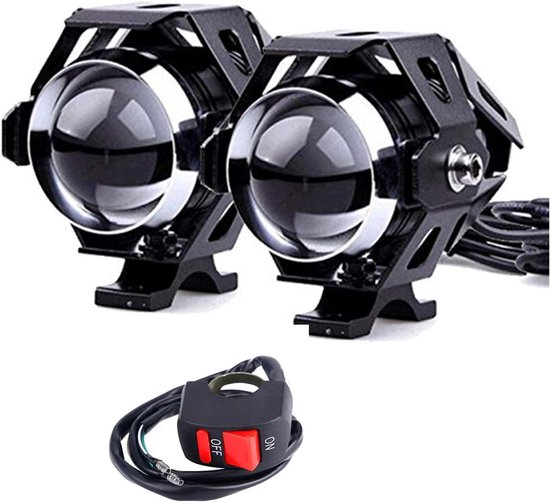 2 Stück U5 Led-motorradscheinwerfer 1200 Lm 6500 K – Fern-/abblendlicht/blinker, 3 Einstellungen Mit Silbernem Schalter