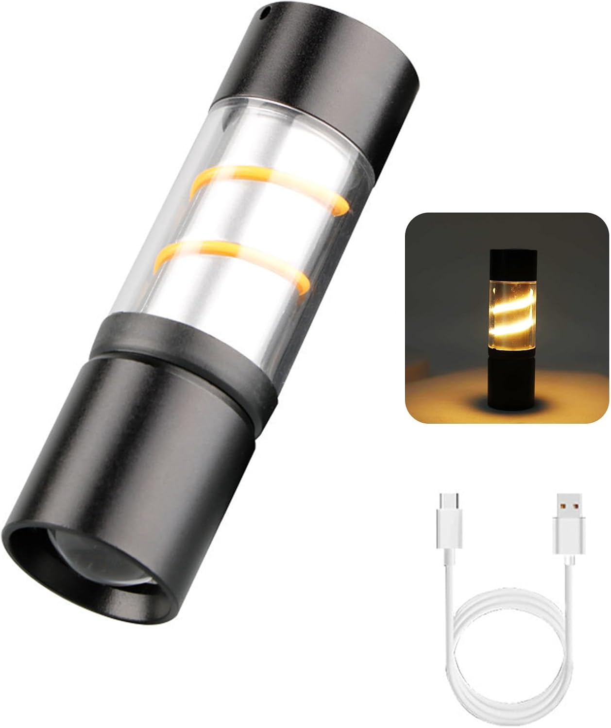 Kleine, Wiederaufladbare Led-taschenlampe Mit Cob-lampe, Variable Fokussierleuchte Für Camping, Reisen, Outdoor-aktivitäten, Notfälle, Wandern Und Autoarbeiten