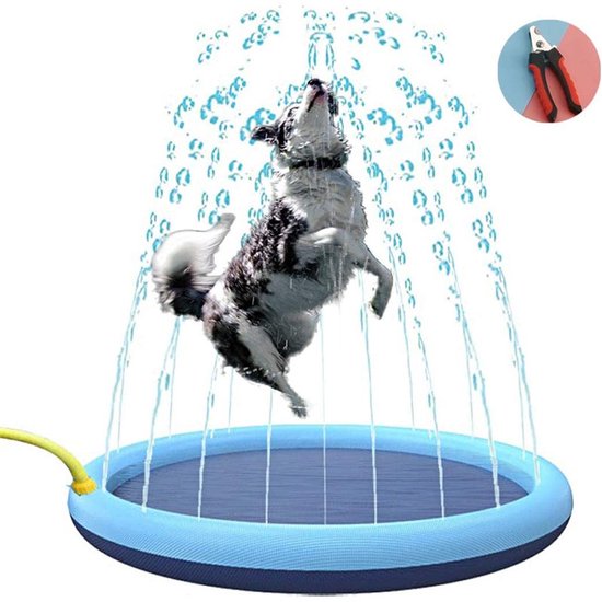 Hundepool Hundebadewanne Hunde Und Kinderpool Mit Geländer Für Große Hunde 0,50 Mm Dicke, Strapazierfähige Wasserspielmatte Für Den Außenbereich,