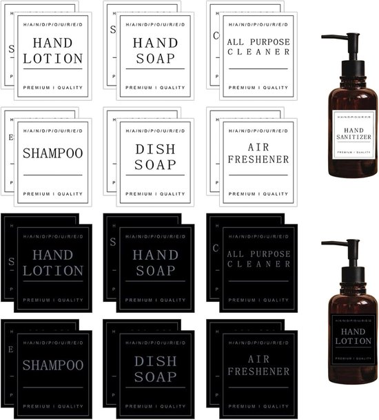 Wasserfeste Etikettenspender Aufkleber Stilvolle Organisation Starke Haftung Wiederverwendbar & Fleckenabweisend Für Bad & Küche Shampoo , Spülun