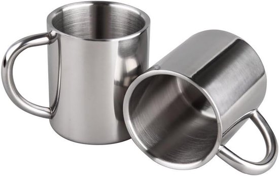 Stück 200 Ml Edelstahl-kaffeebecher Mit Henkel Doppelwandig Campingbecher Zum Warm Oder Kalthalten Von Getränken Isolierter Reisebecher