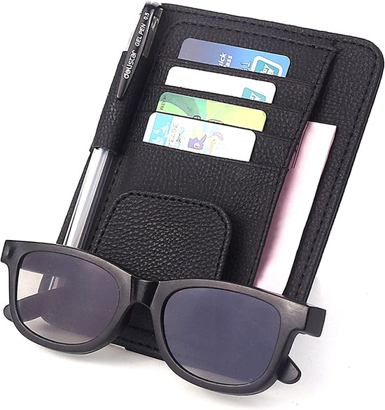 Kleine Auto Sonnenblende Aus Leder Mit Praktischem Stauraum, Für Pkw Und Lkw, Für Karten, Sonnenbrille Und Wichtige Dokumente.