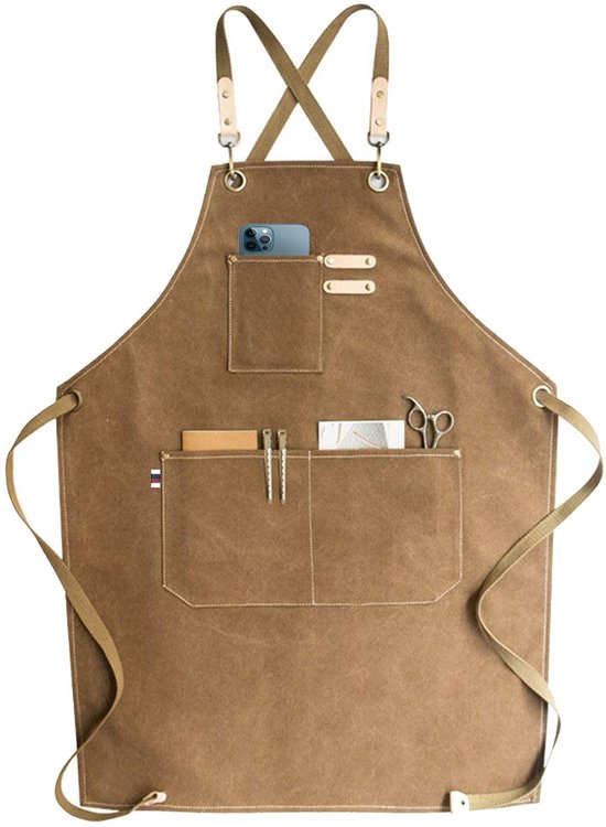 Stück Schürze Robustes Canvas Küchenschürze Gastronomieschürze Verstellbare Schnallen Extra Große Tasche Für Floristen, Bäcker Und Teestuben Unis
