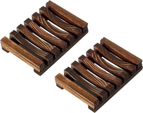 Seifenschalen Aus Holz – Natürliche Halter – Hält Seife Trocken – Handgefertigt Und Robust – 11 X 8 Cm – Dunkelbraun