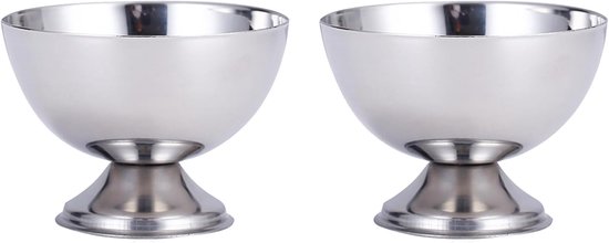 Set Mit 2 Dessertschalen Aus Edelstahl Mit Untersetzer – 150 Ml Edelstahl-eisbecher, Robust Und Stilvoll Für Eiscreme, Pudding Und Joghurt