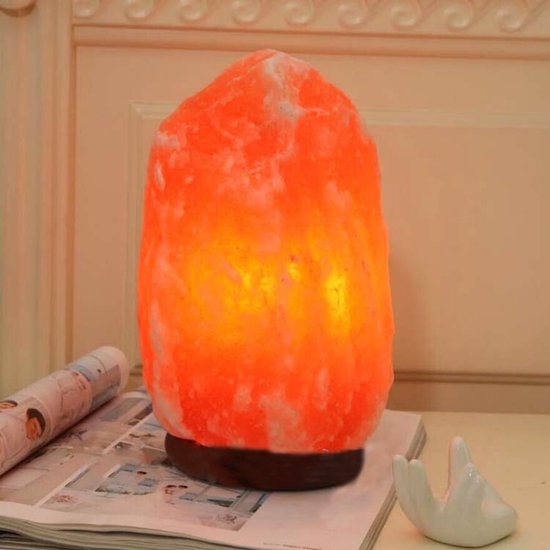 Ca. 11 Cm Große Himalaya Salzlampe Nachtlampe Aus Naturstein Mit Klassischem Holzsockel