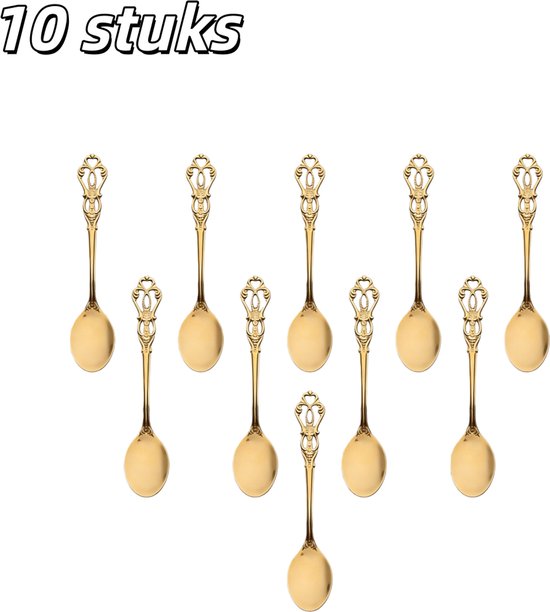 10 Teiliges Dessertlöffel Set Löffel Kleine Kaffeelöffel Edelstahl Rührlöffel Set Vintage Besteck Mit Schnitzereien Für Partys, Hochzeiten, Abend