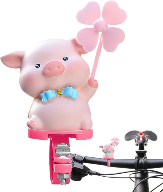 Niedliches Rosa Ferkel Mit Drehender Herzwindmühle – Dekoration Für Kinderfahrräder, Roller Oder Tretroller, Einfach Anzubringen
