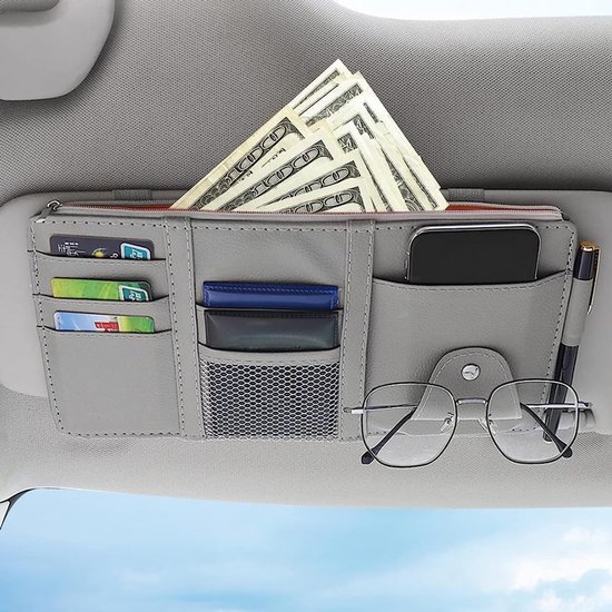 Auto-organizer Und Sonnenblendenablage, 31 X 15,5 Cm, Leder, Sonnenbrillenfach, Kreditkartenfach – Multifunktionale Tasche Für Den Fahrzeuginnenraum