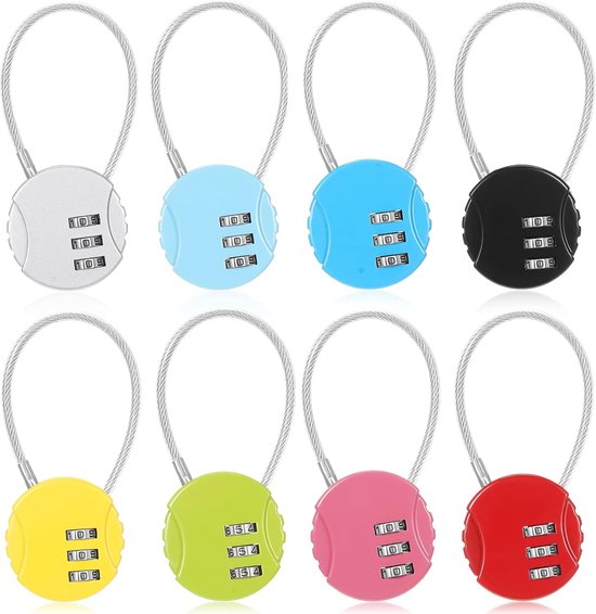 Stück 3 Stellige Kabelschlösser Wasserdicht & Reparierbar Für Fitnessstudio, Spind, Reisen, Rucksack & Koffer (mehrere Farben)