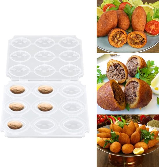 Fleischbällchenform, Manuelle Hackbratenpresse, Diy-kibbeh-rollenform, Diy-fleischform Mit 9 Gittern (transparent)