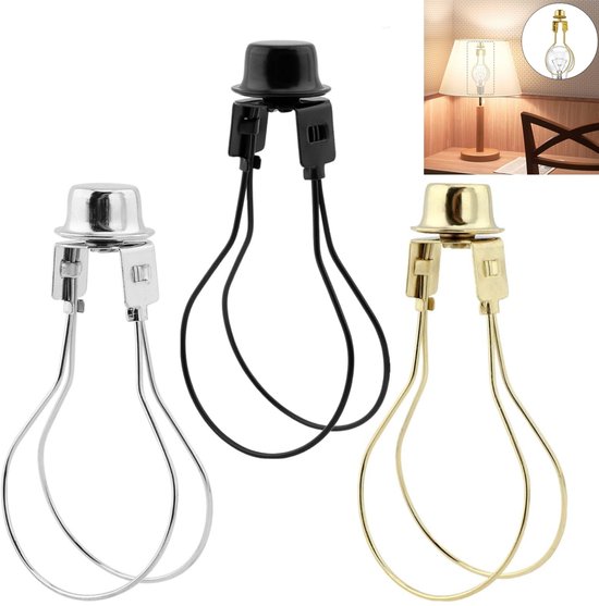 3 Teilig Lampenschirmhalter Lampenschirm Klemmadapter Klemmlampenhalter Höhenverstellbar Eisenrahmen Silber/schwarz/gold